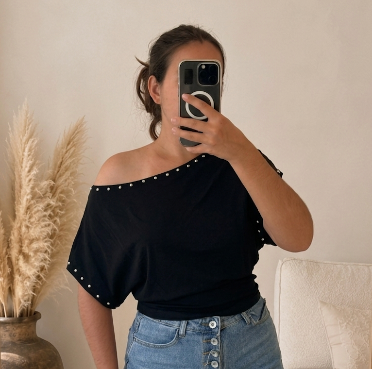 Top bardot noir