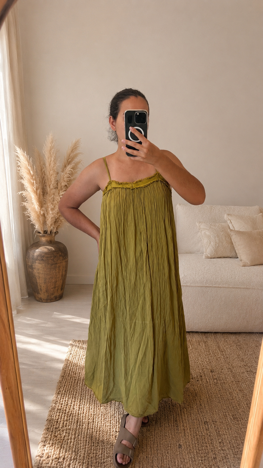 Robe bohème vert olive