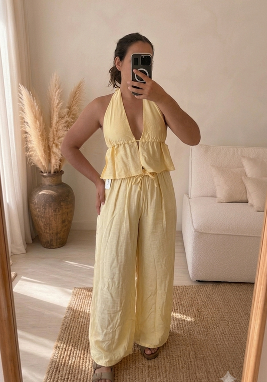 Ensemble 2 pièces jaune beurre
