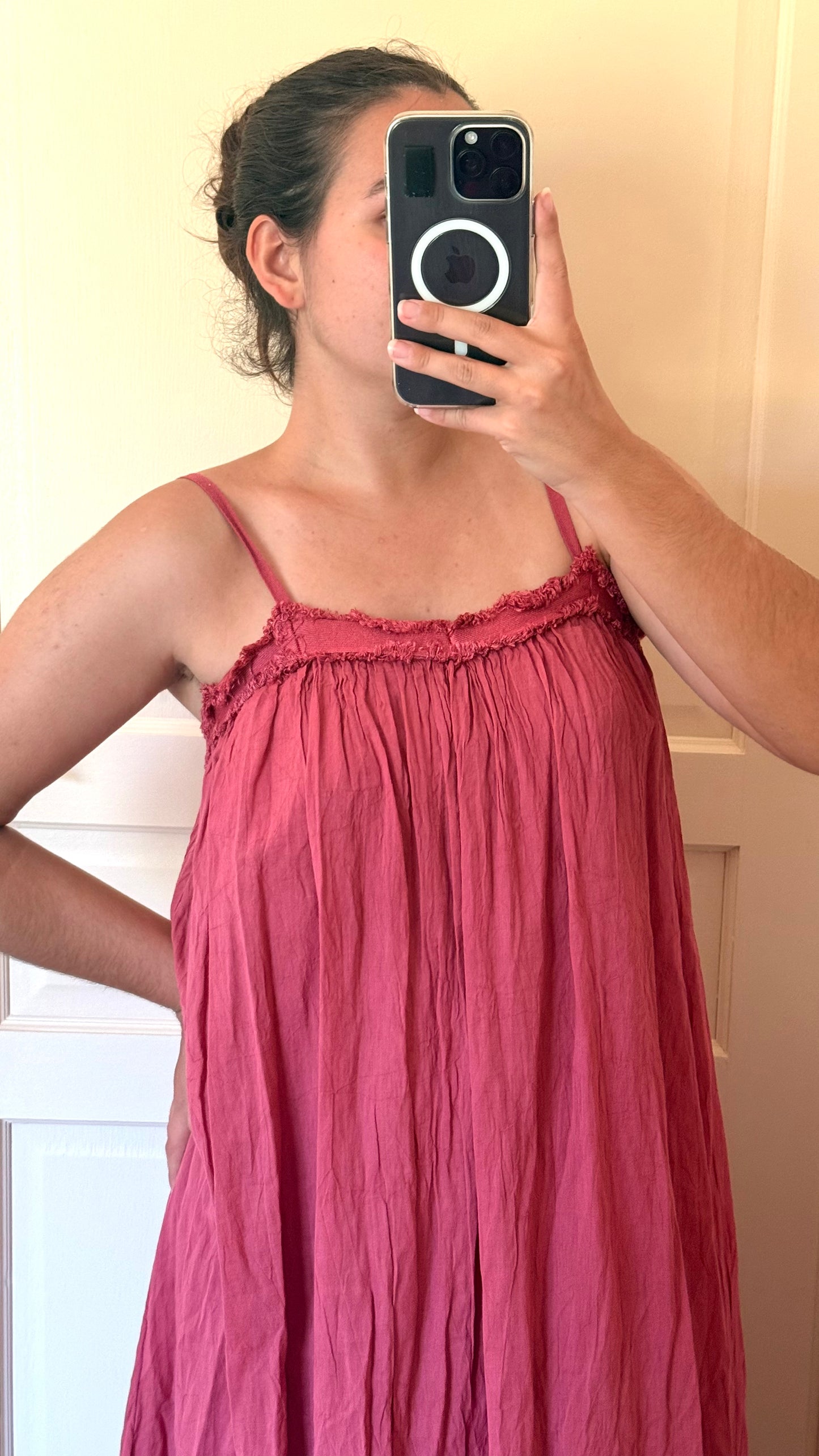 Robe bohème rose framboise