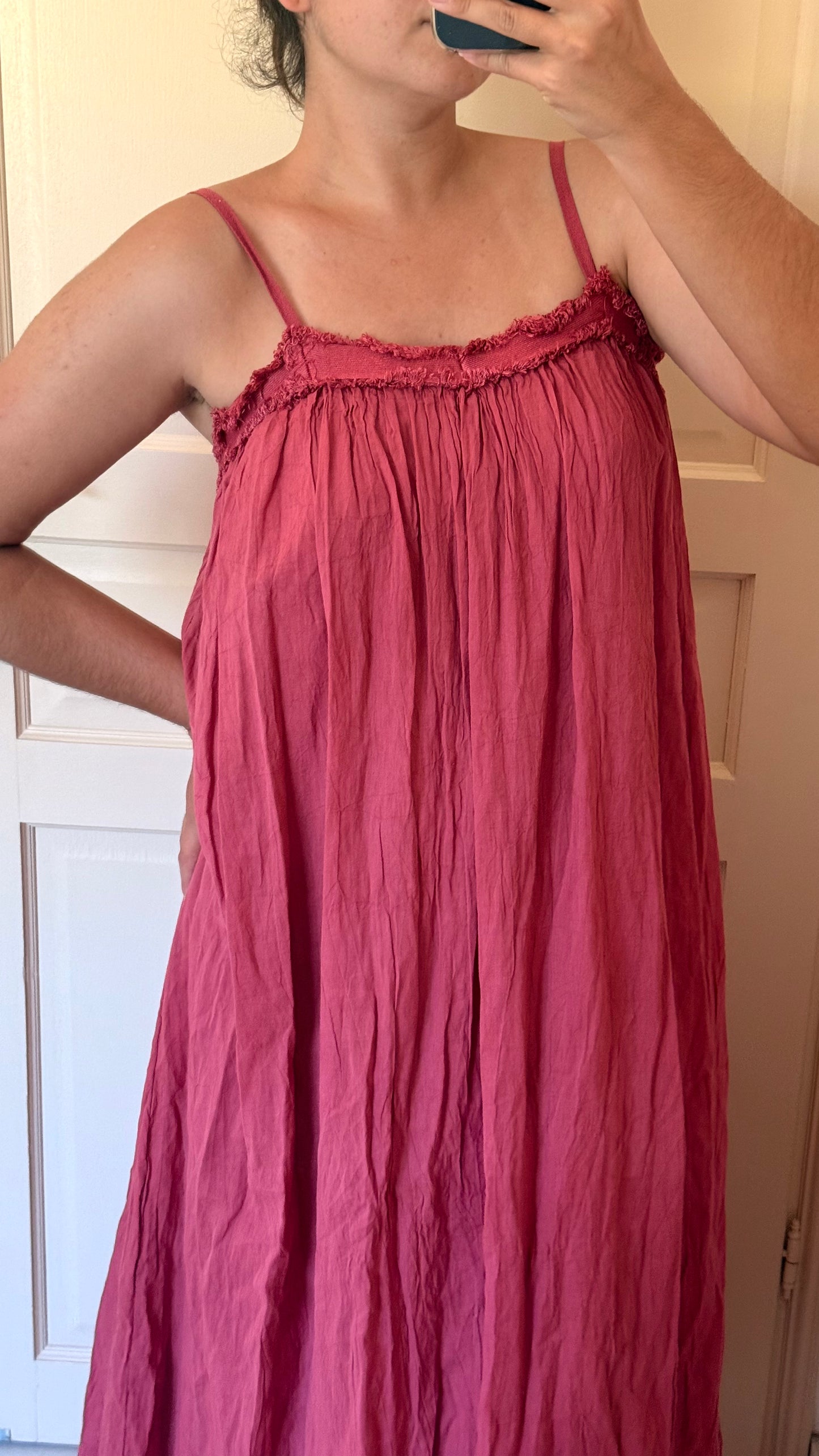 Robe bohème rose framboise