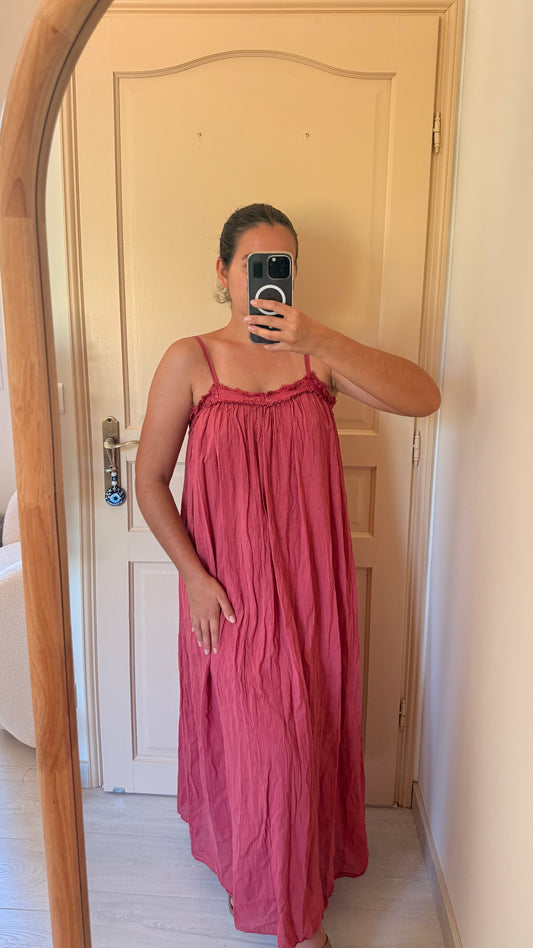 Robe bohème rose framboise