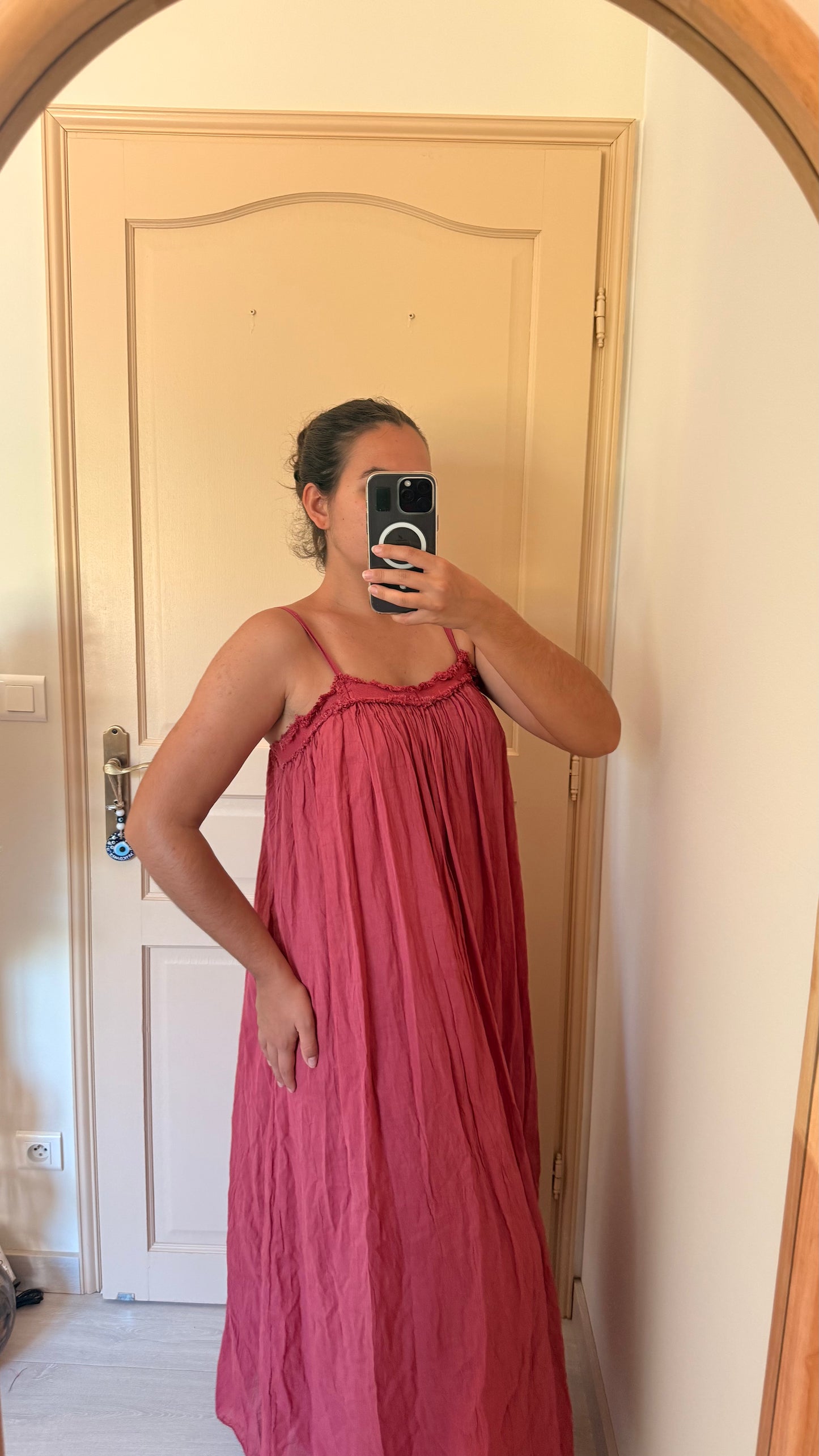 Robe bohème rose framboise