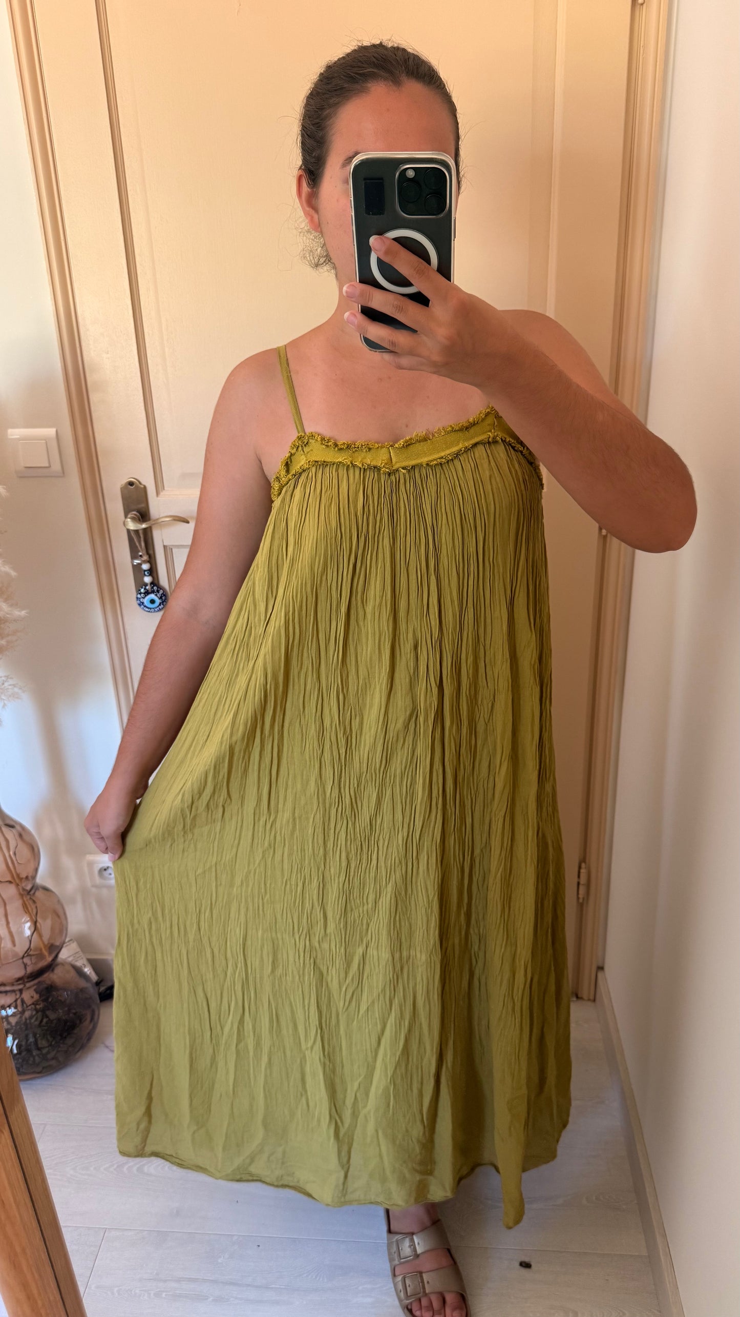 Robe bohème vert olive