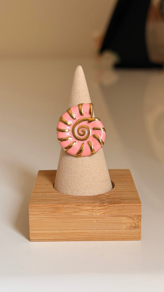 Bague coquillage rose