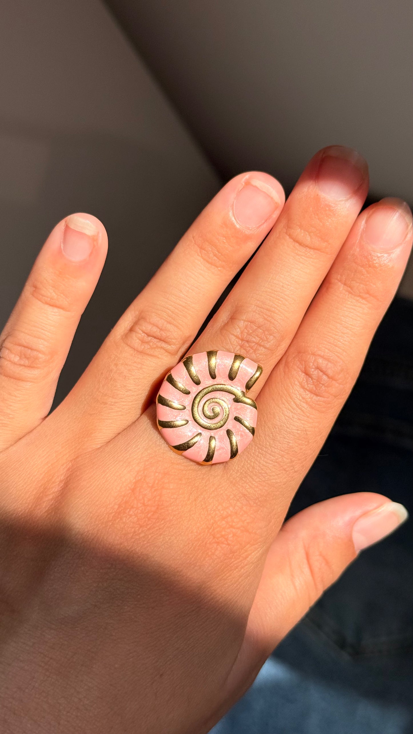 Bague coquillage rose