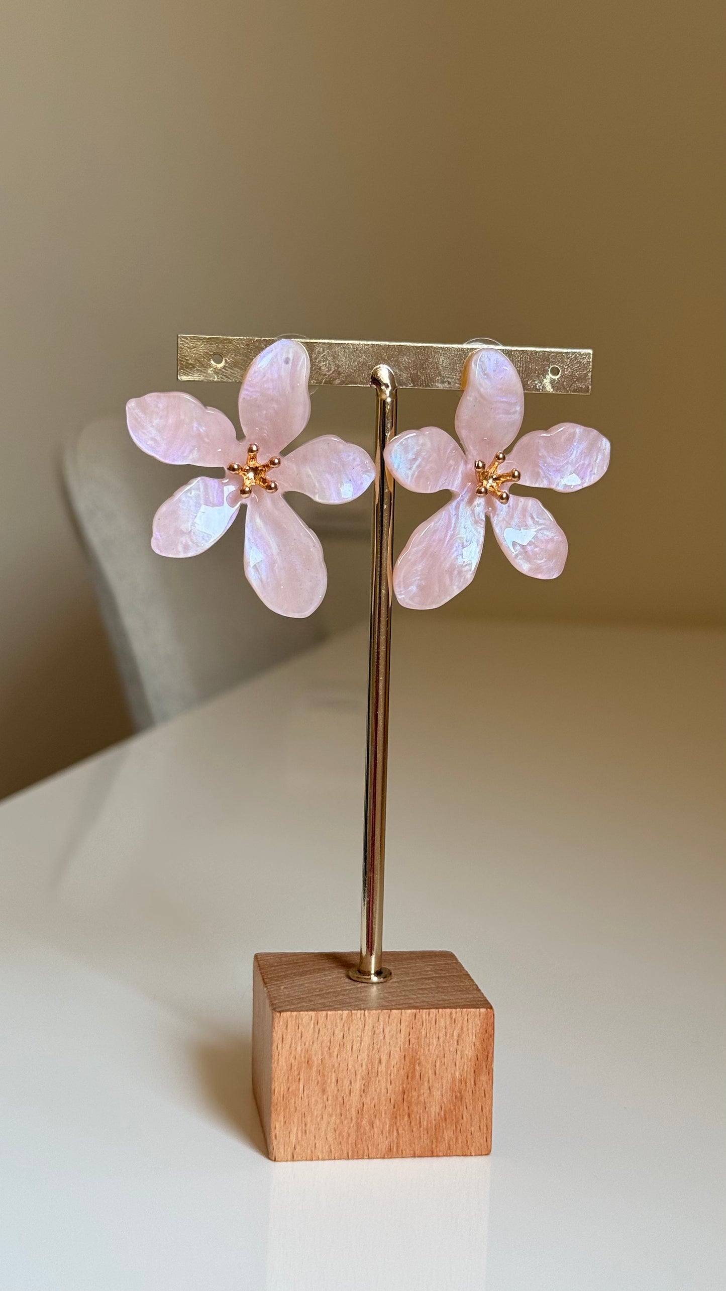 Boucles d’oreilles fleur rose