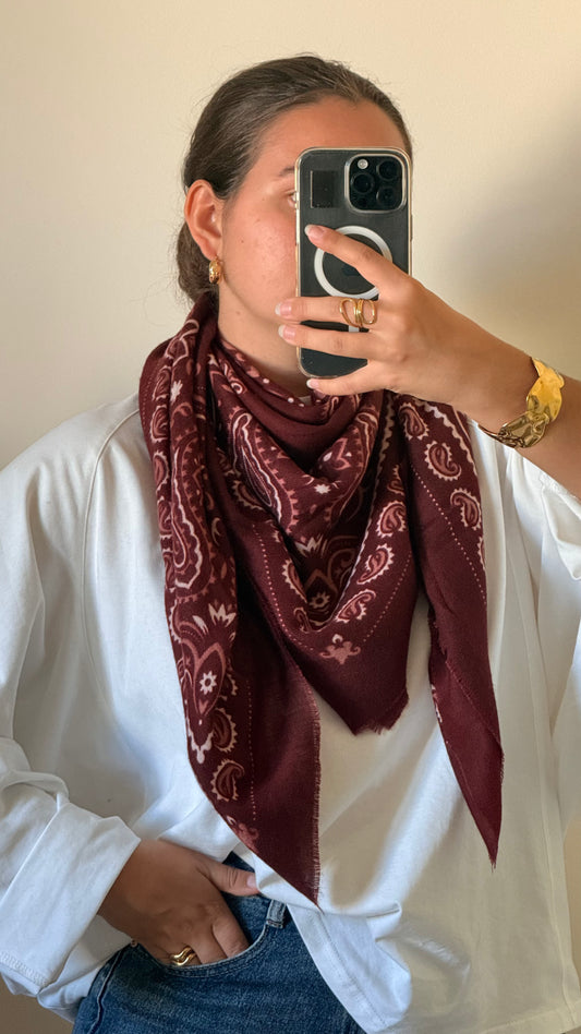 Foulard Cow bordeaux