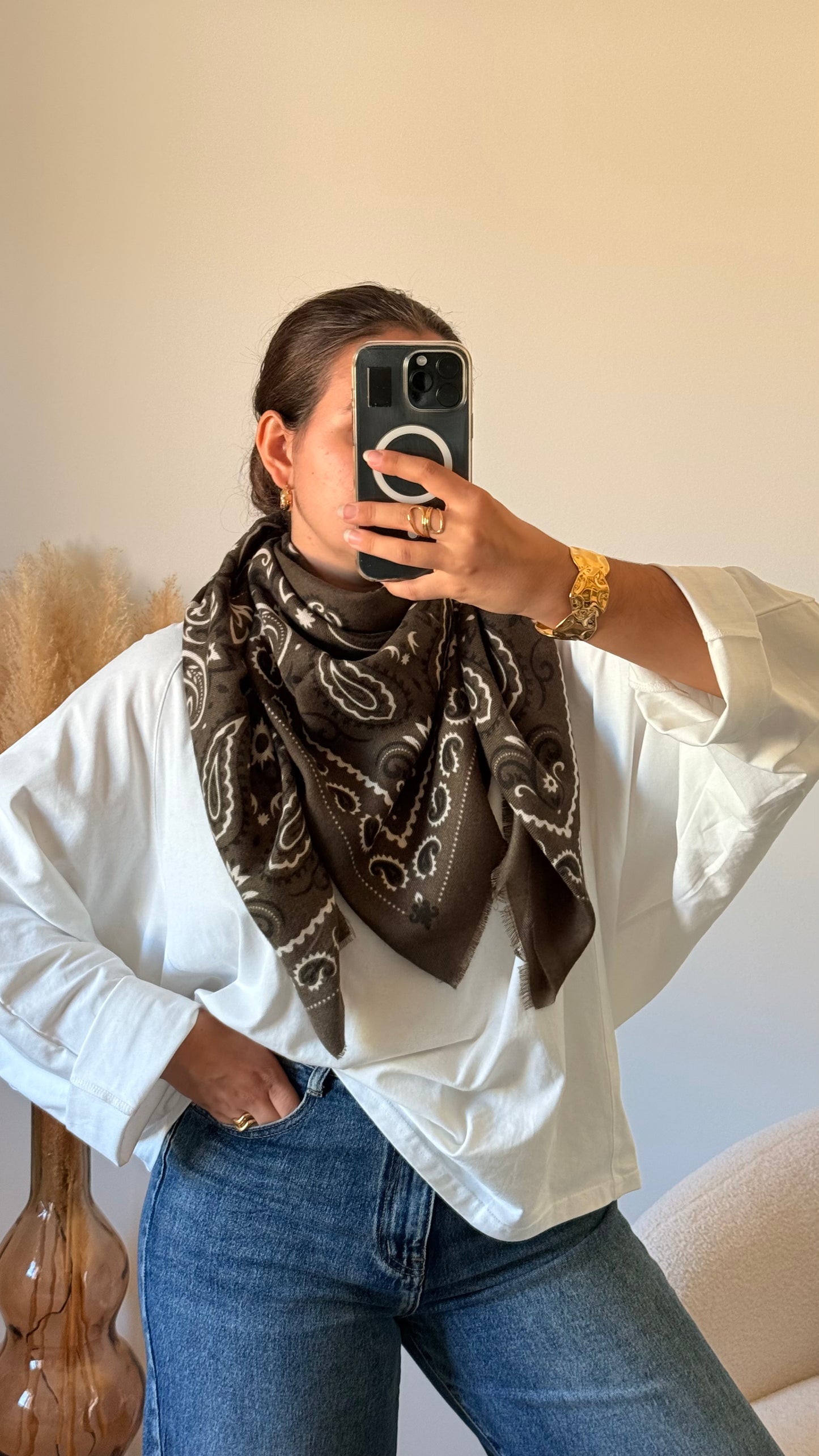 Foulard Cow kaki