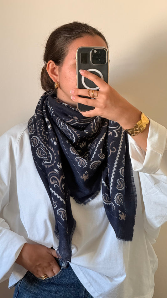 Foulard Cow marine