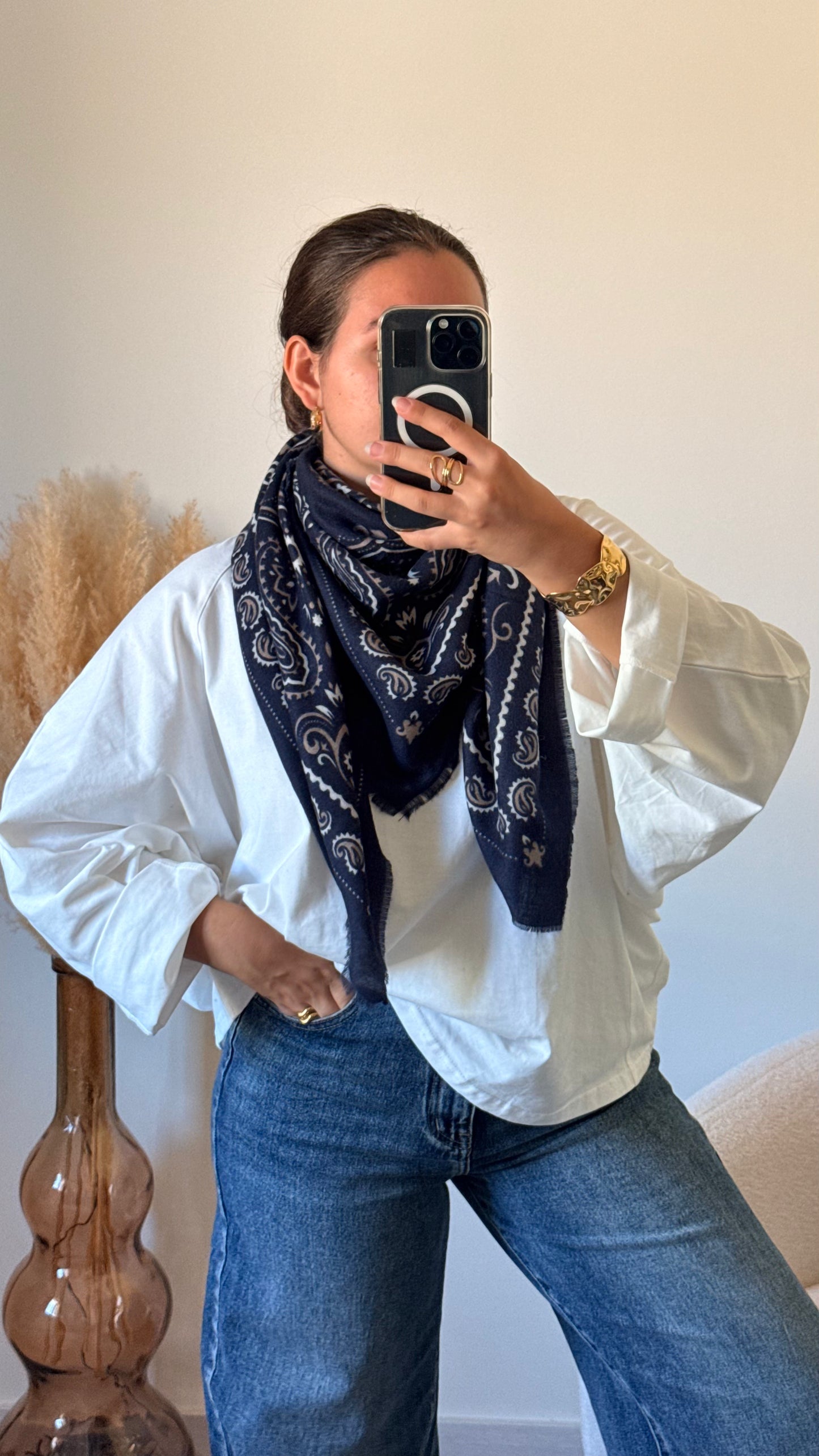 Foulard Cow marine