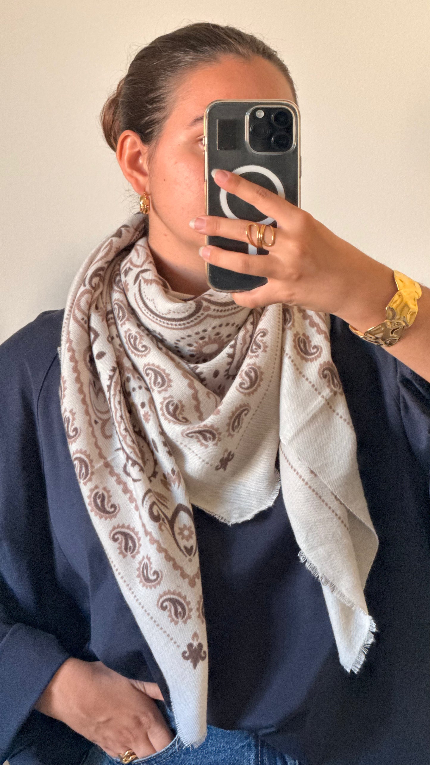 Foulard Cow blanc écru
