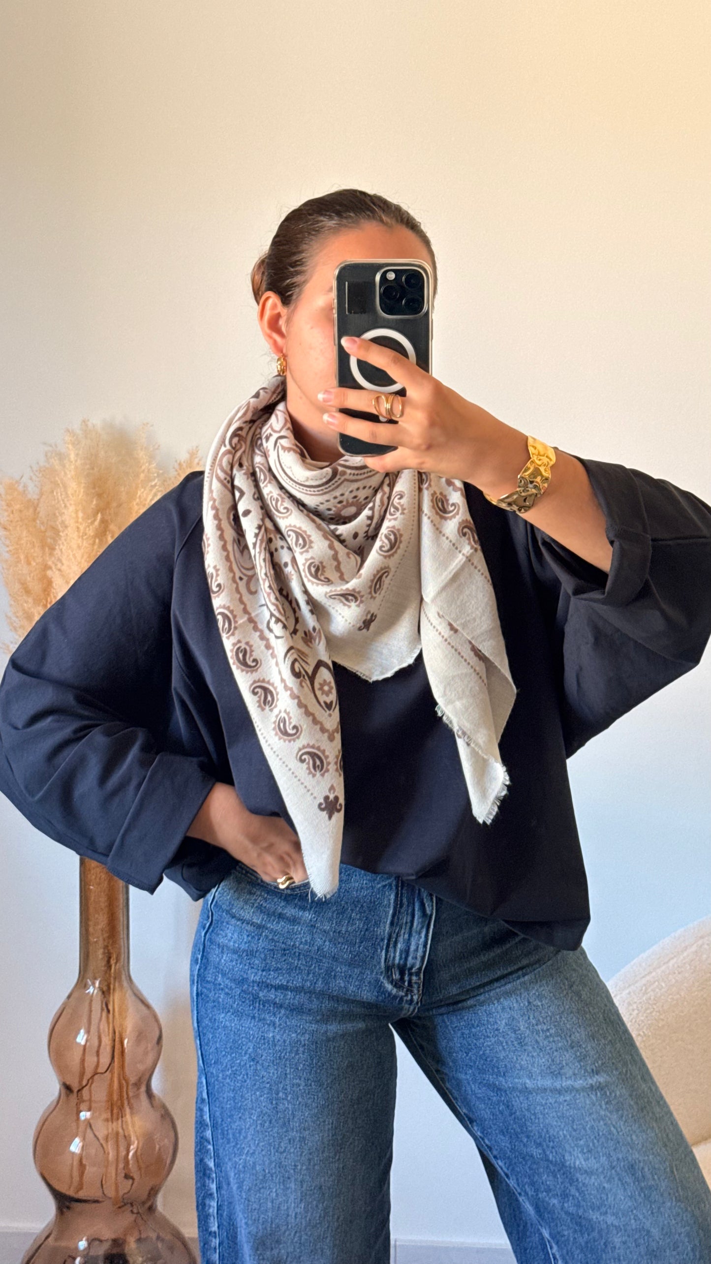 Foulard Cow blanc écru