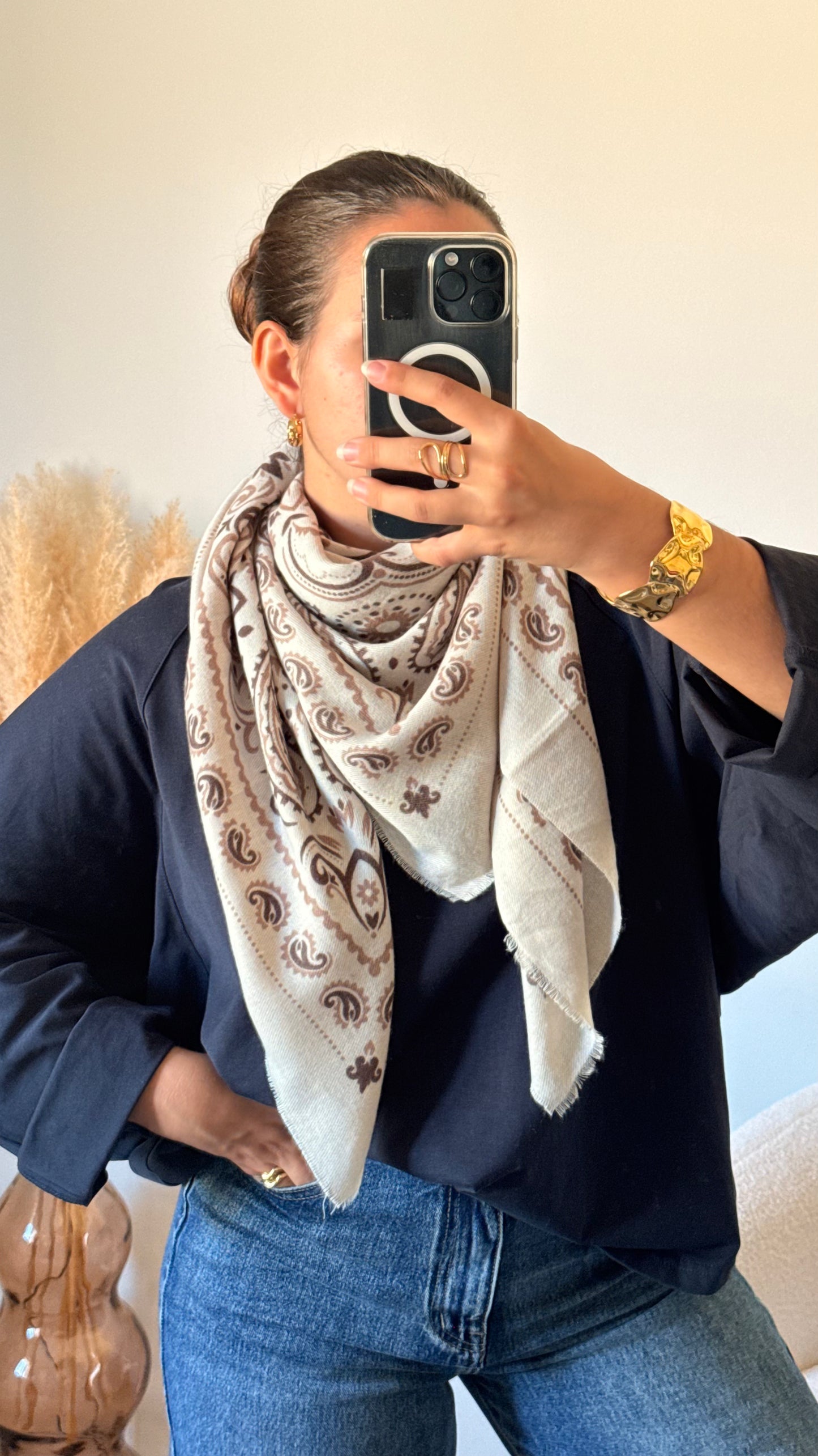 Foulard Cow blanc écru