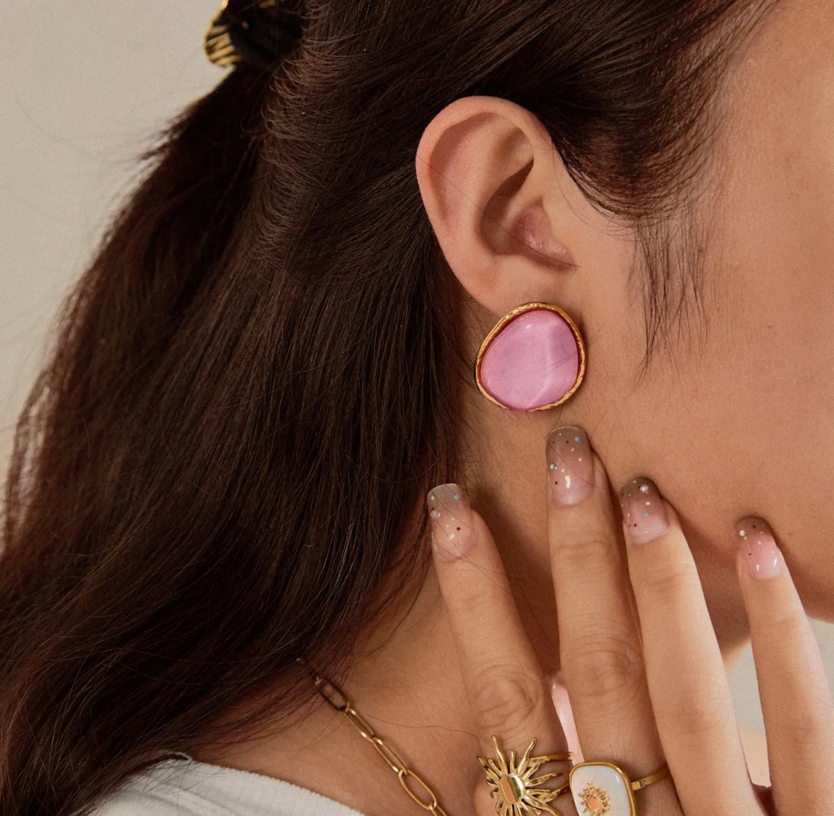 Boucles d'oreilles Aura rose