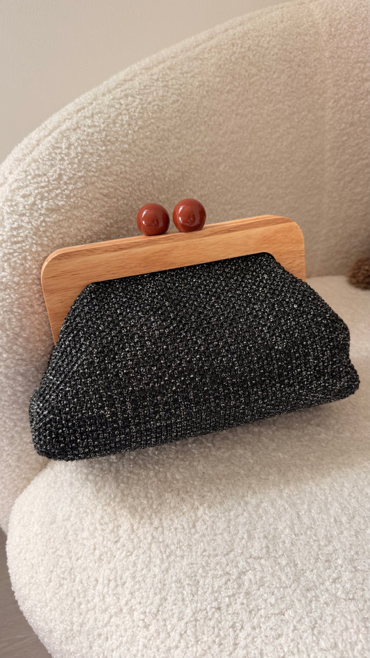 Pochette crochet noir argenté