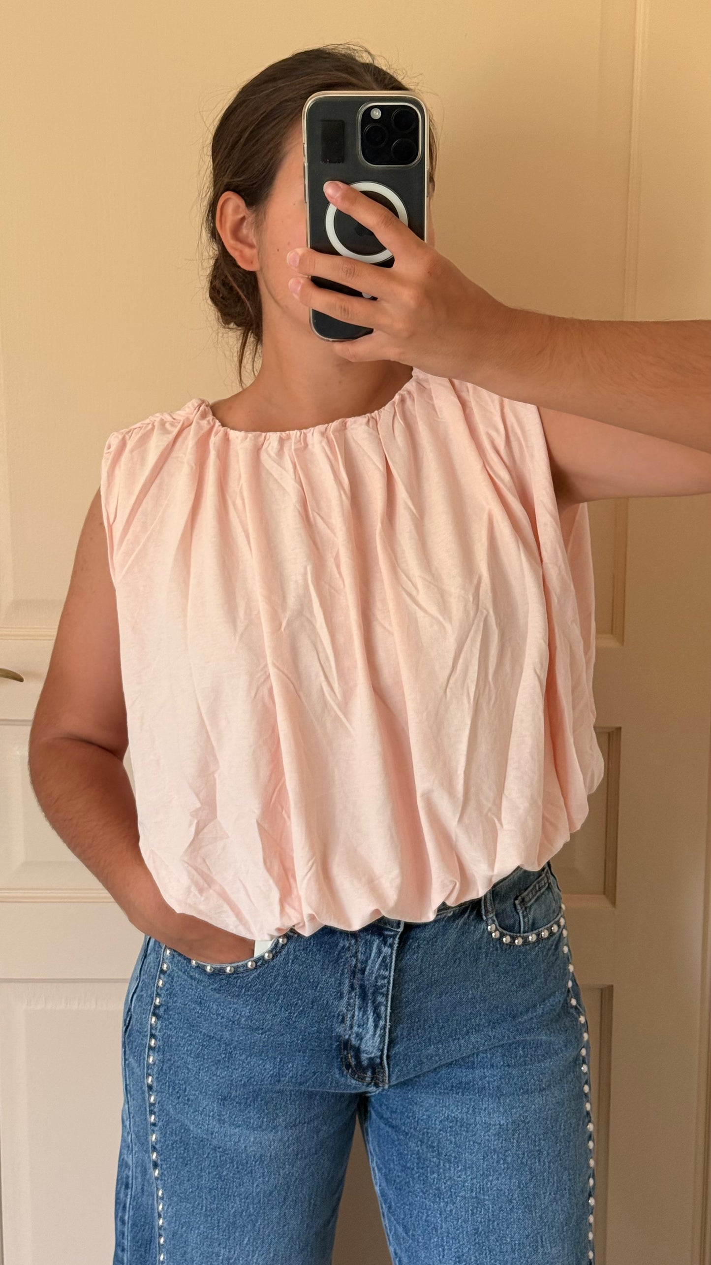 Top Romane rose poudré