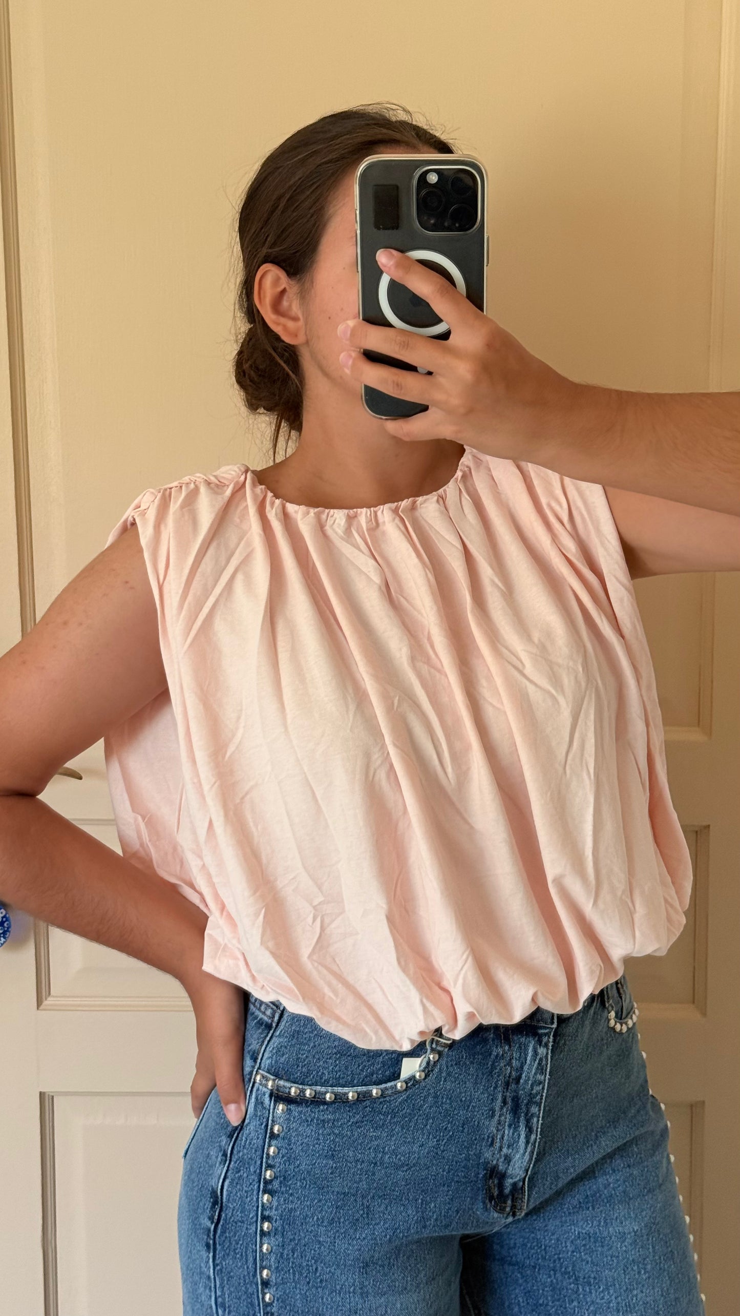 Top Romane rose poudré