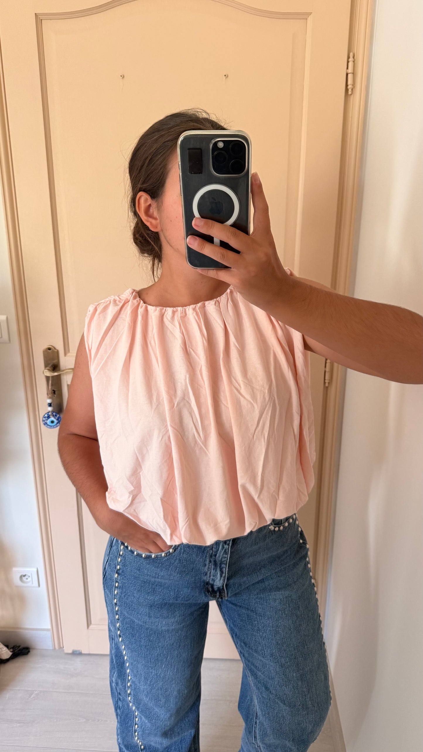 Top Romane rose poudré