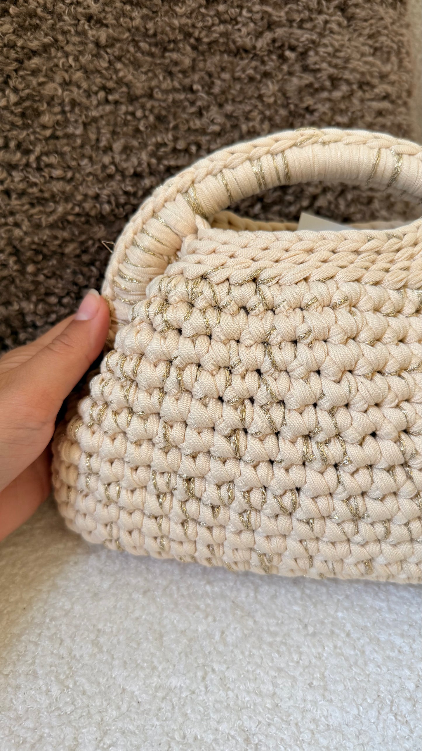 Sac crochet beige