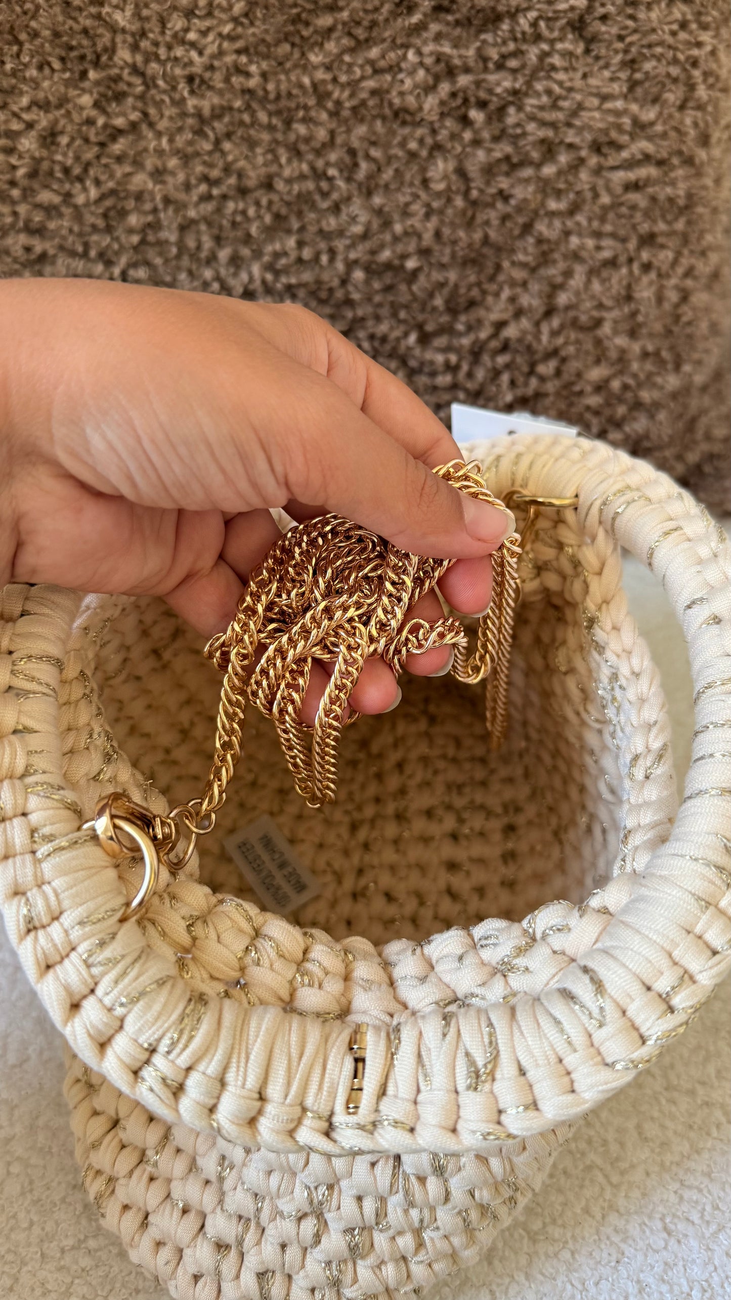Sac crochet beige
