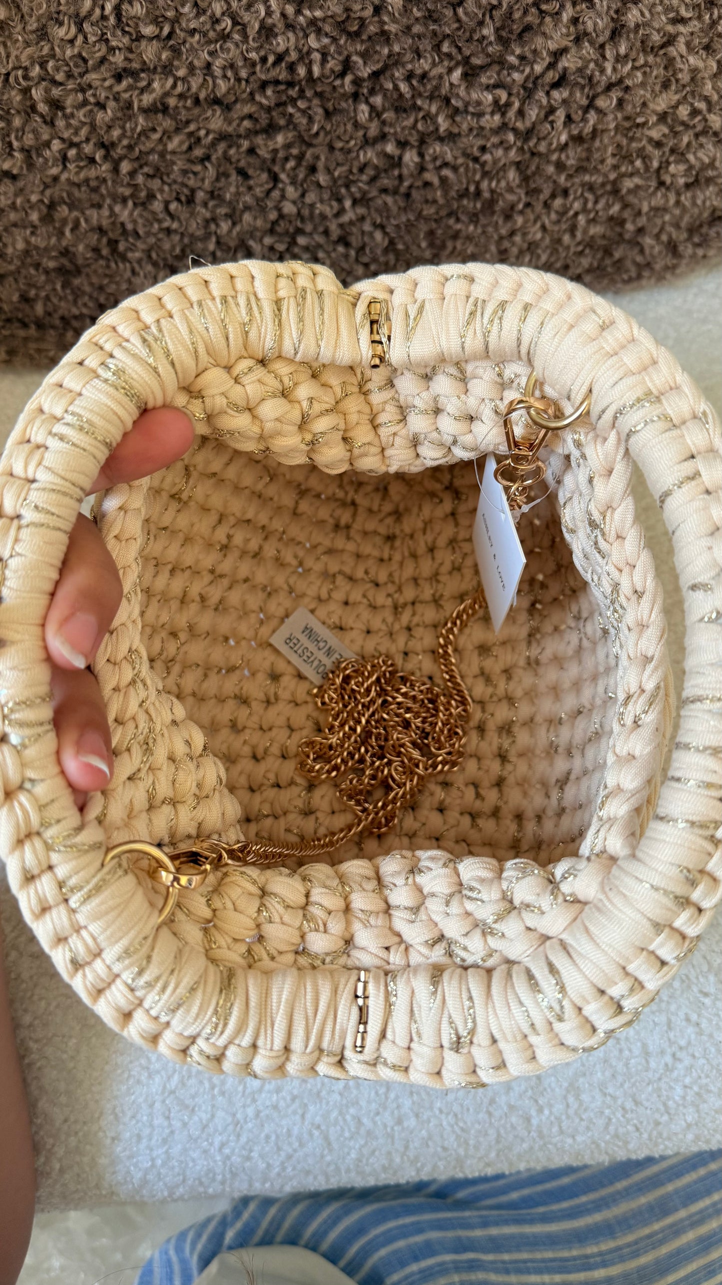 Sac crochet beige