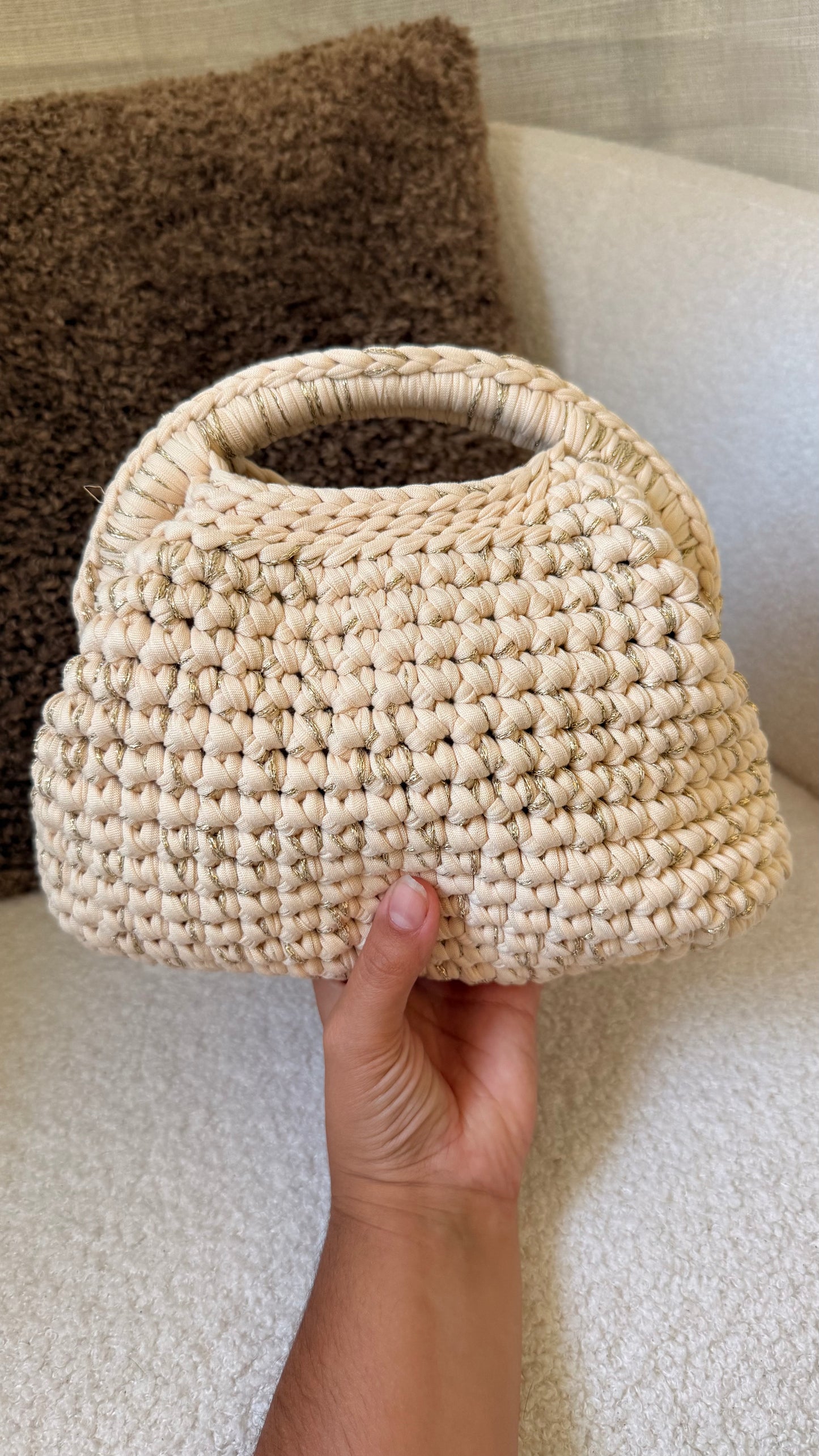 Sac crochet beige