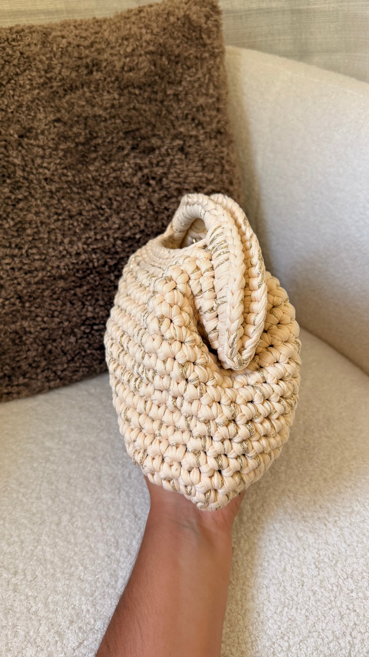 Sac crochet beige