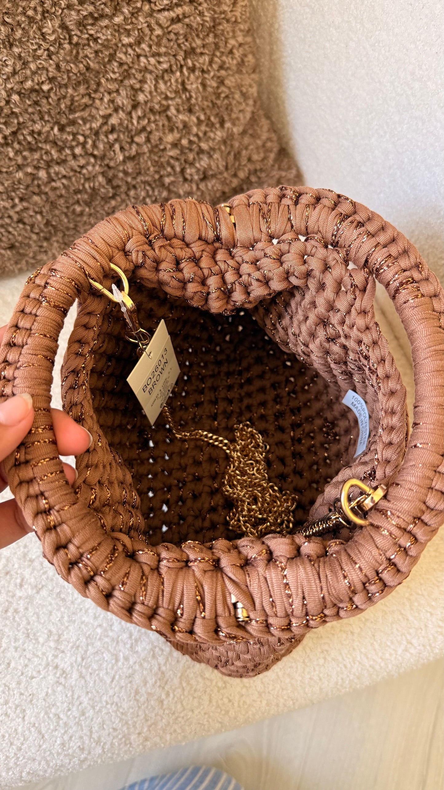 Sac crochet marron