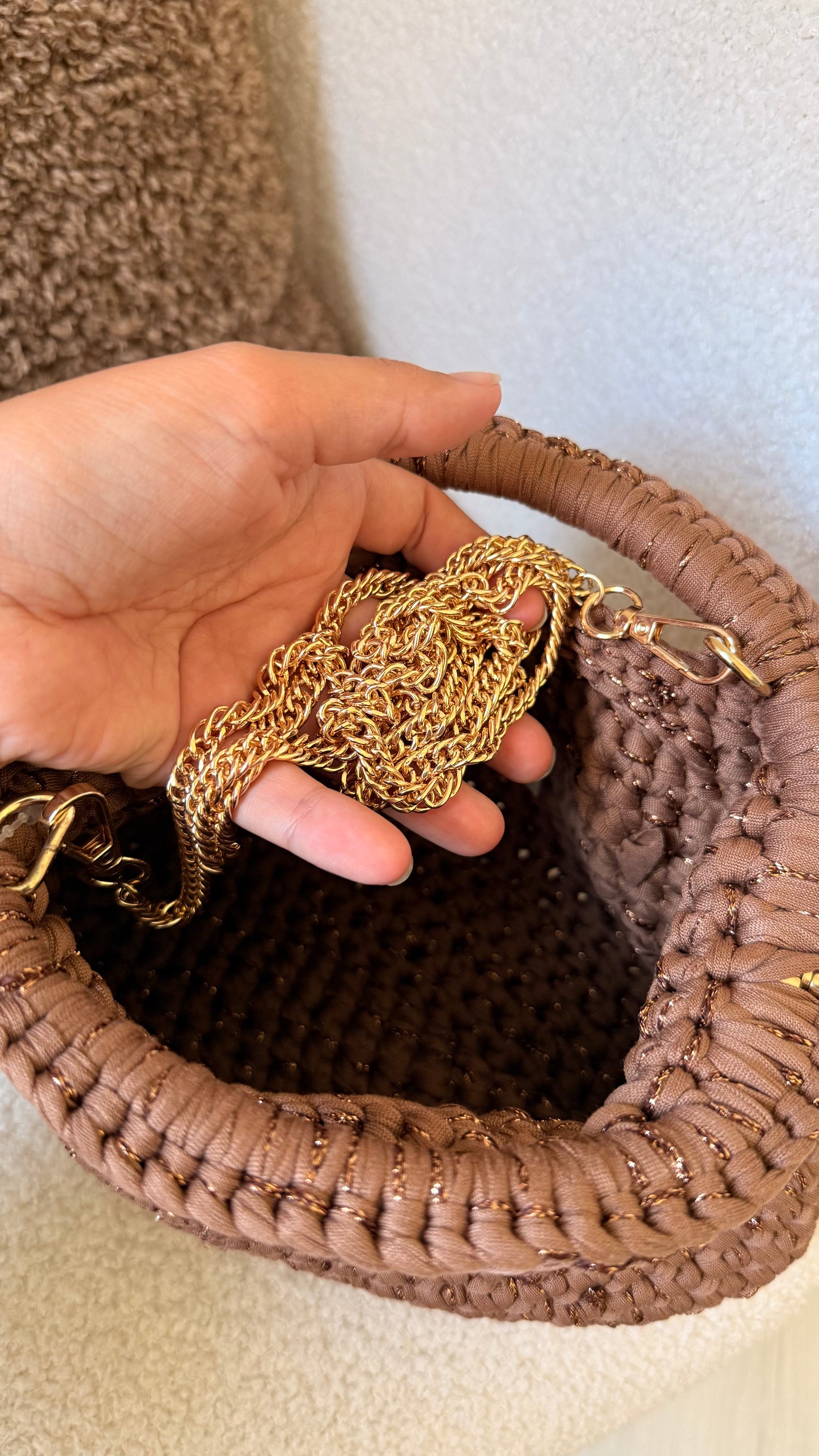 Sac crochet marron
