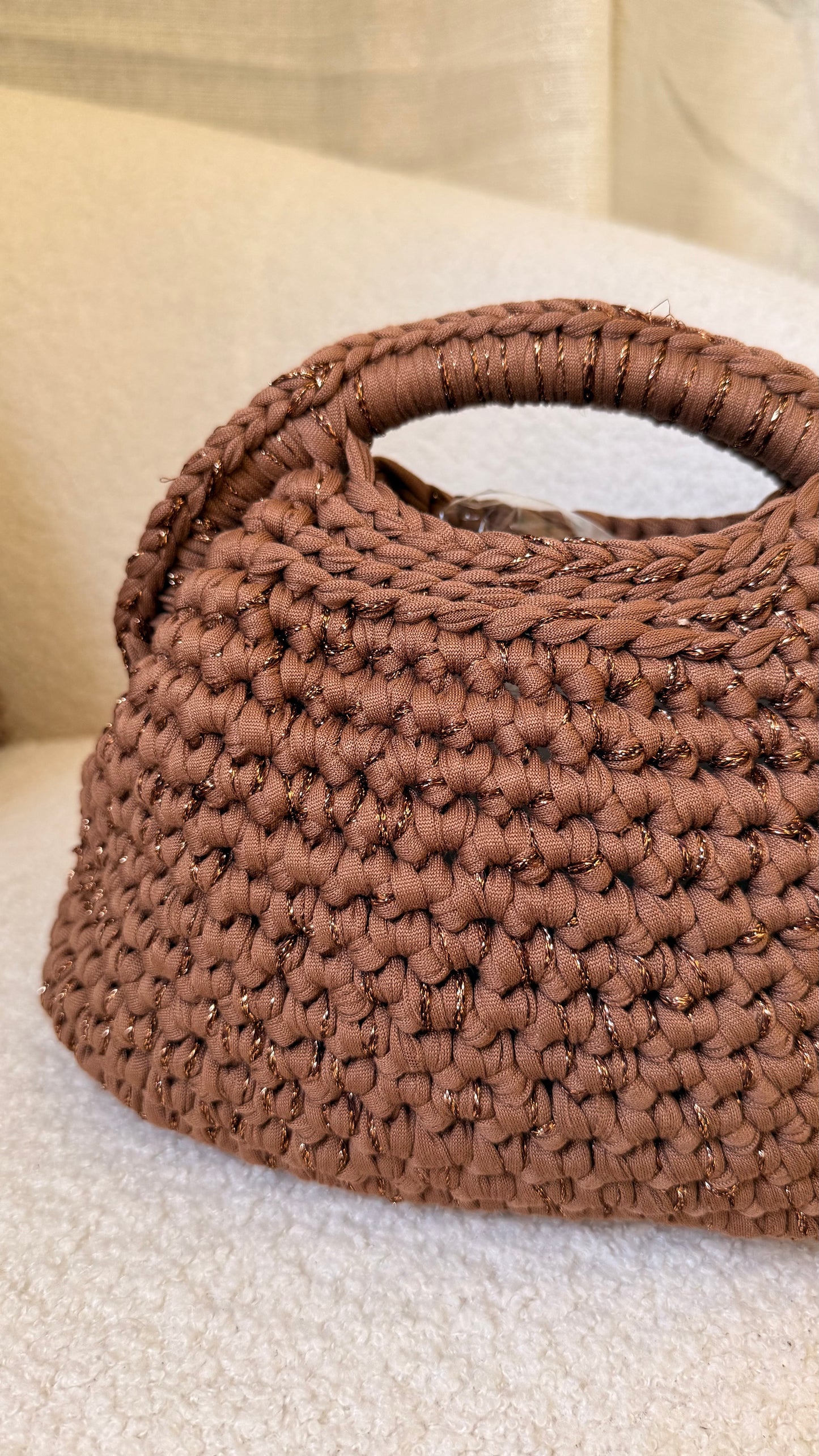 Sac crochet marron
