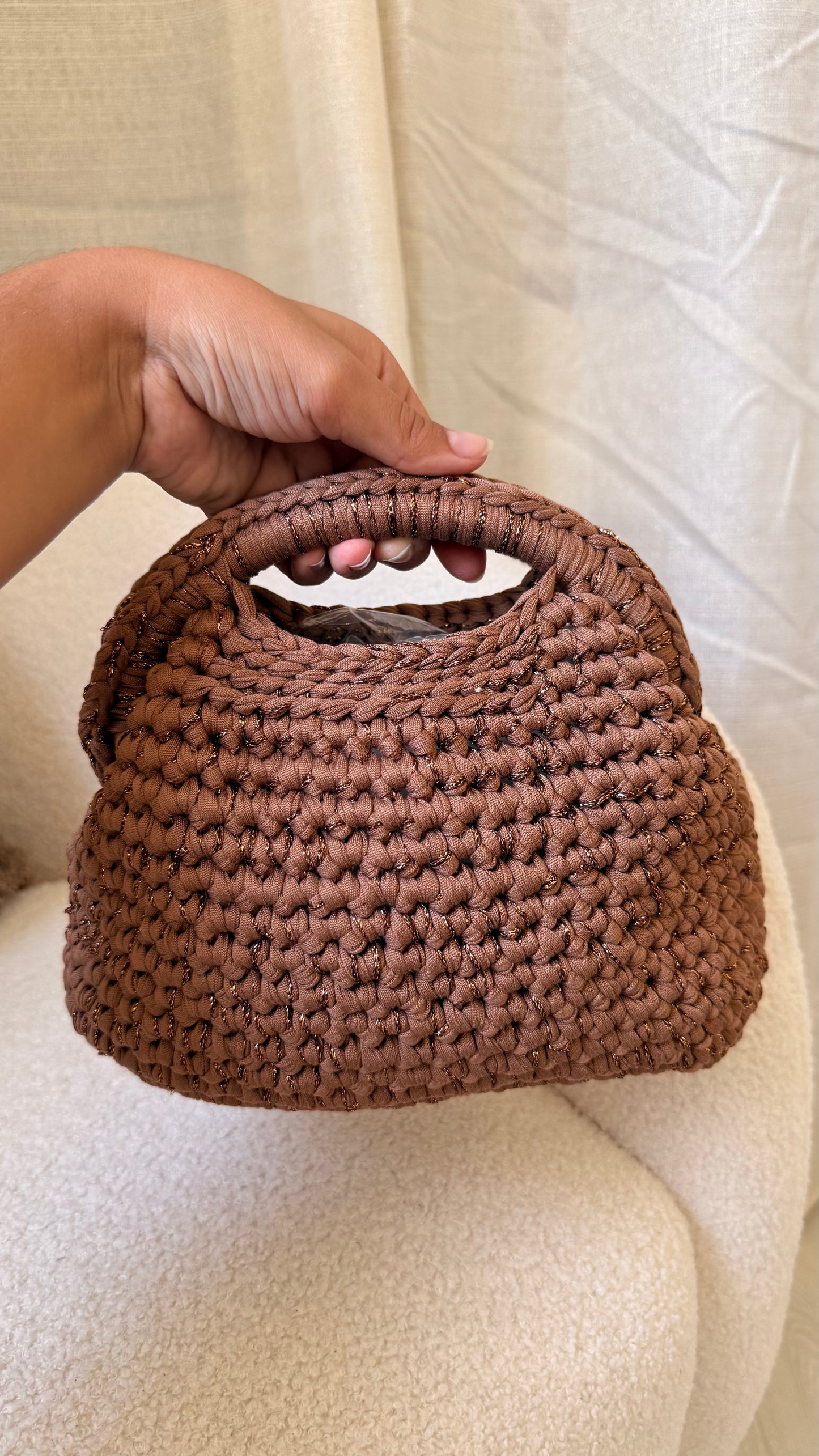 Sac crochet marron