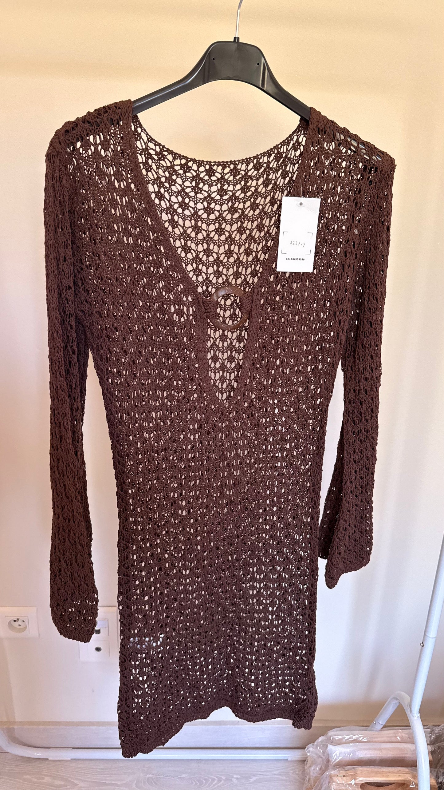 Sortie de plage crochet marron