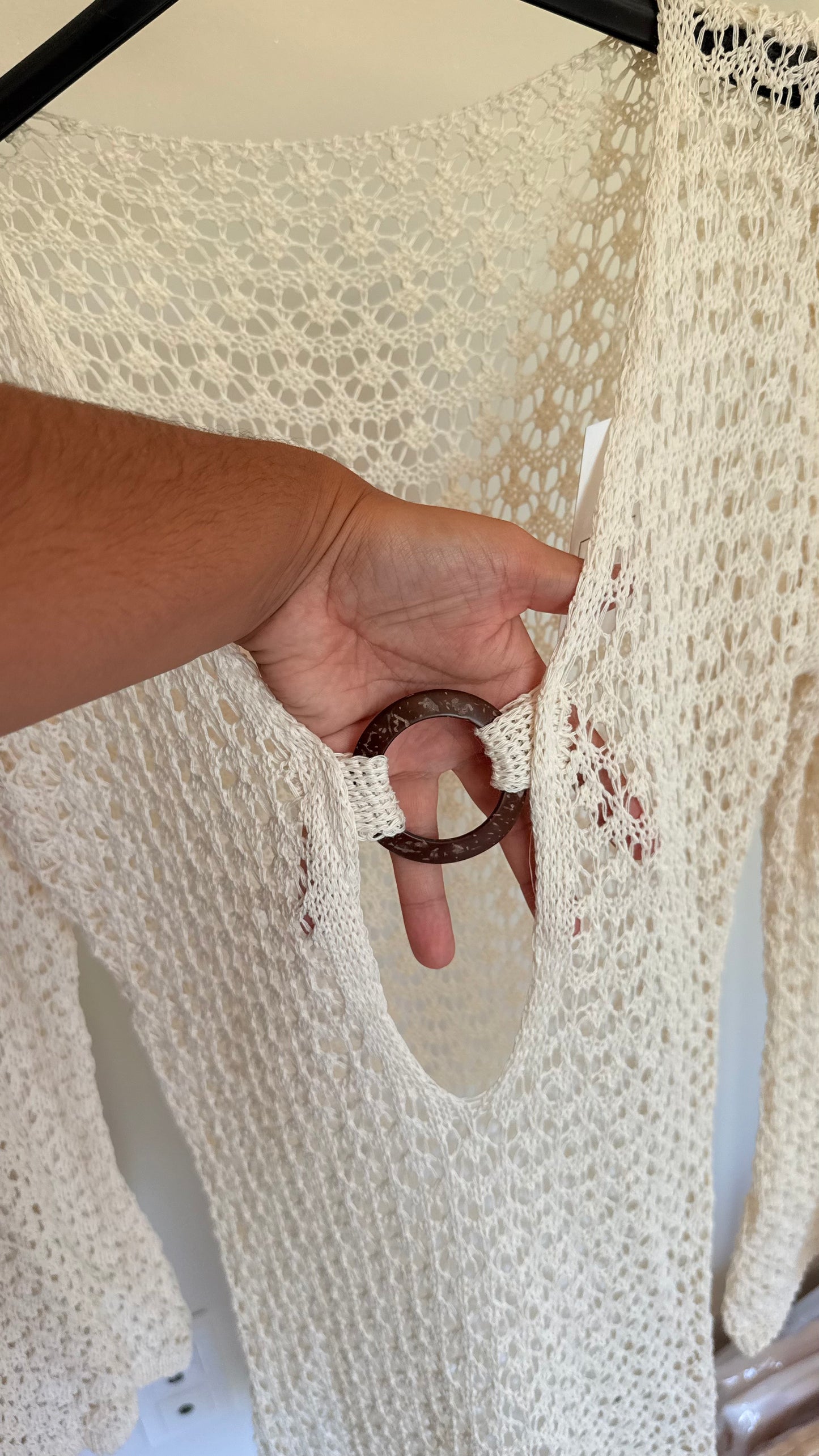 Sortie de plage crochet crème