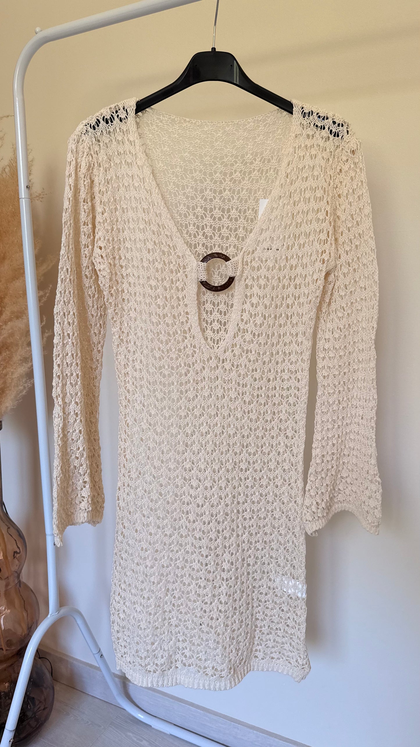 Sortie de plage crochet crème