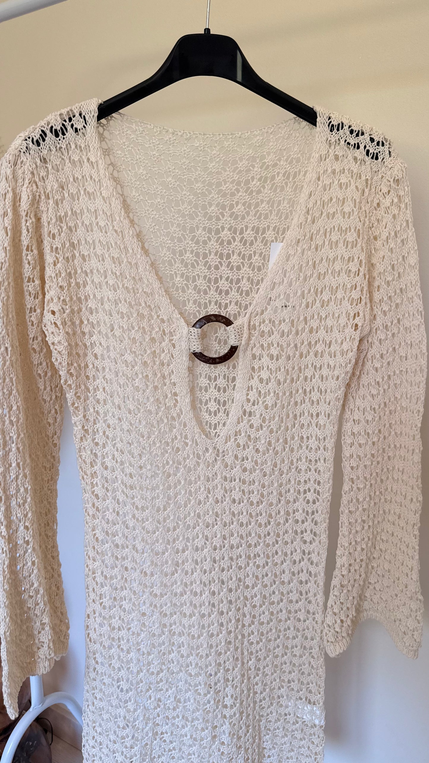 Sortie de plage crochet crème
