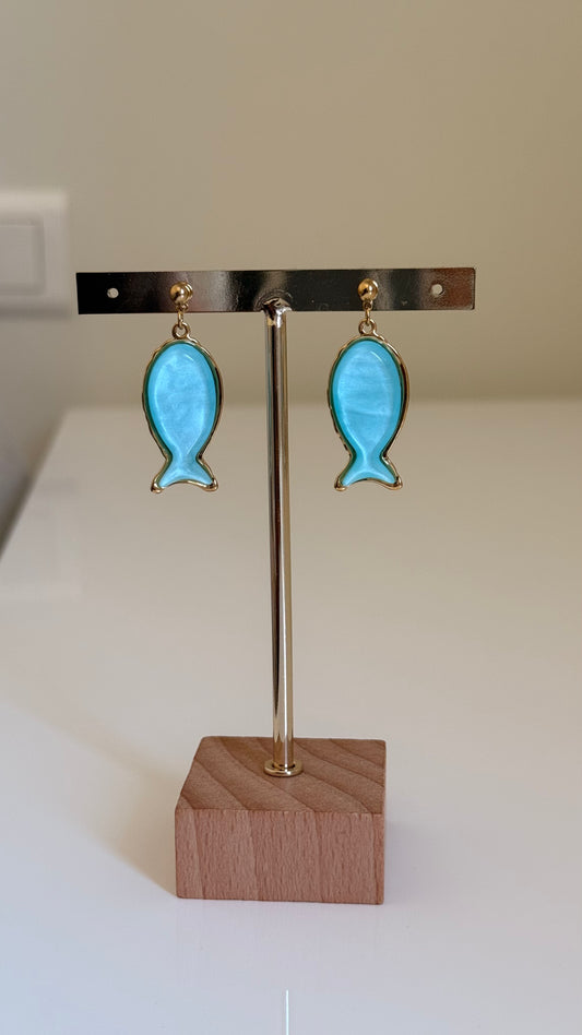 Boucles d’oreilles poisson bleu