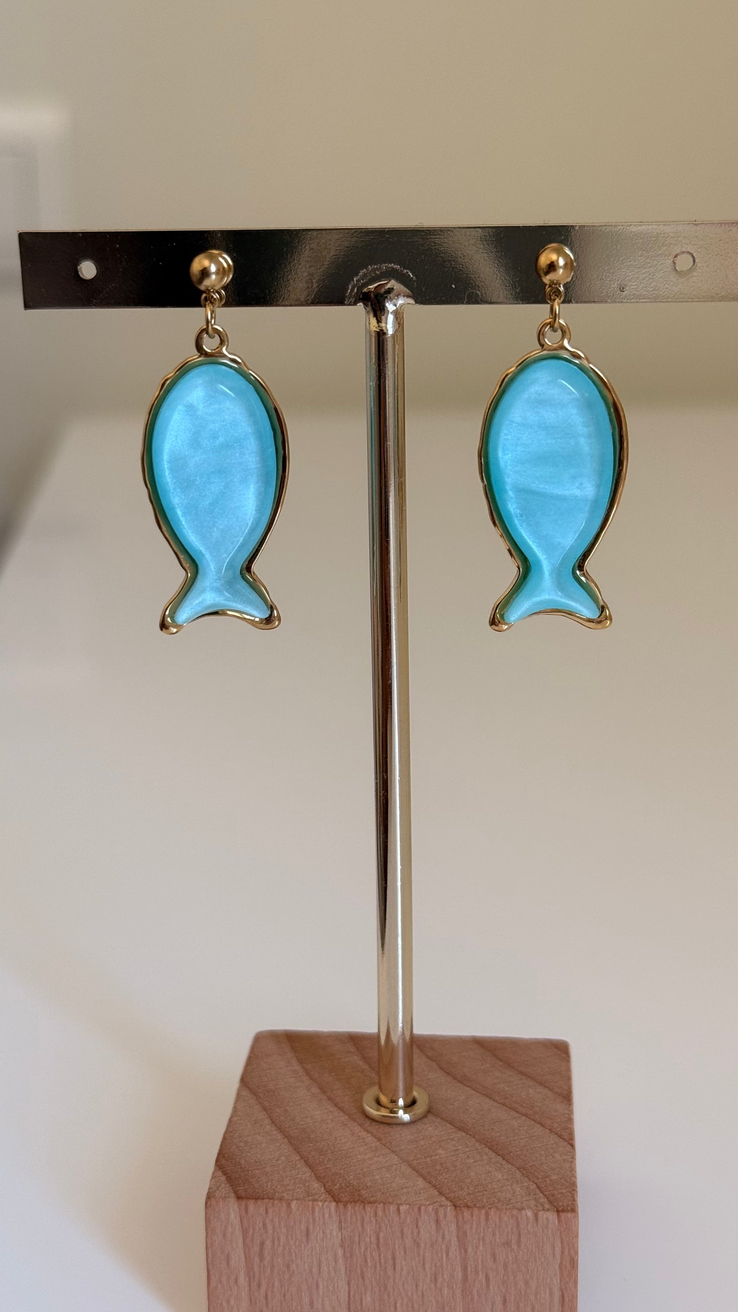 Boucles d’oreilles poisson bleu