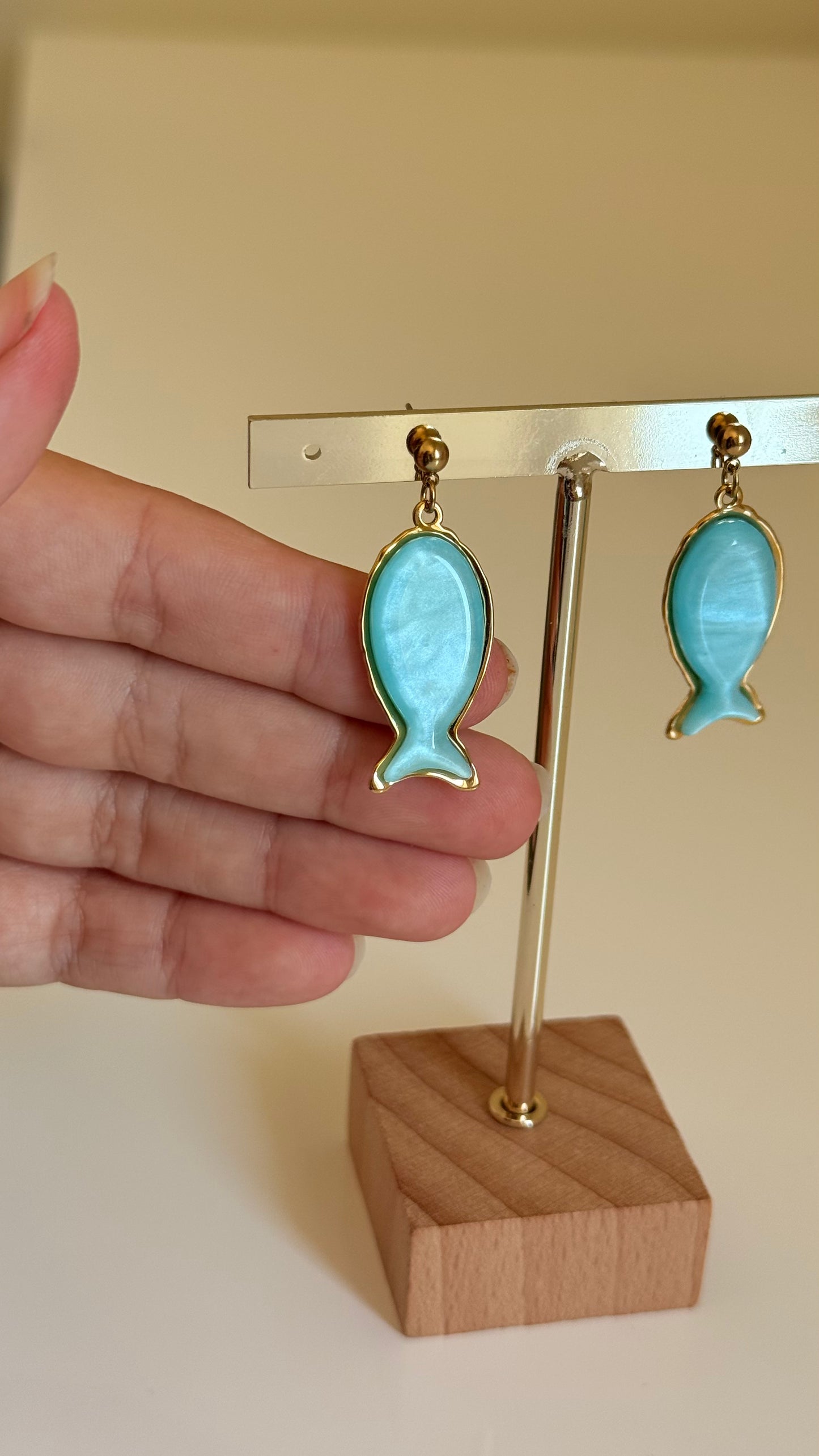 Boucles d’oreilles poisson bleu