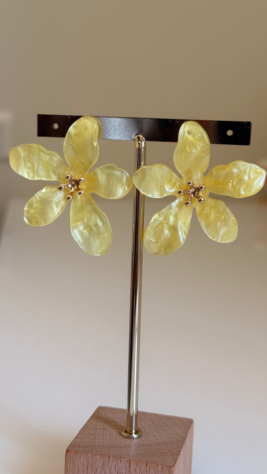 Boucles d’oreilles fleur jaune