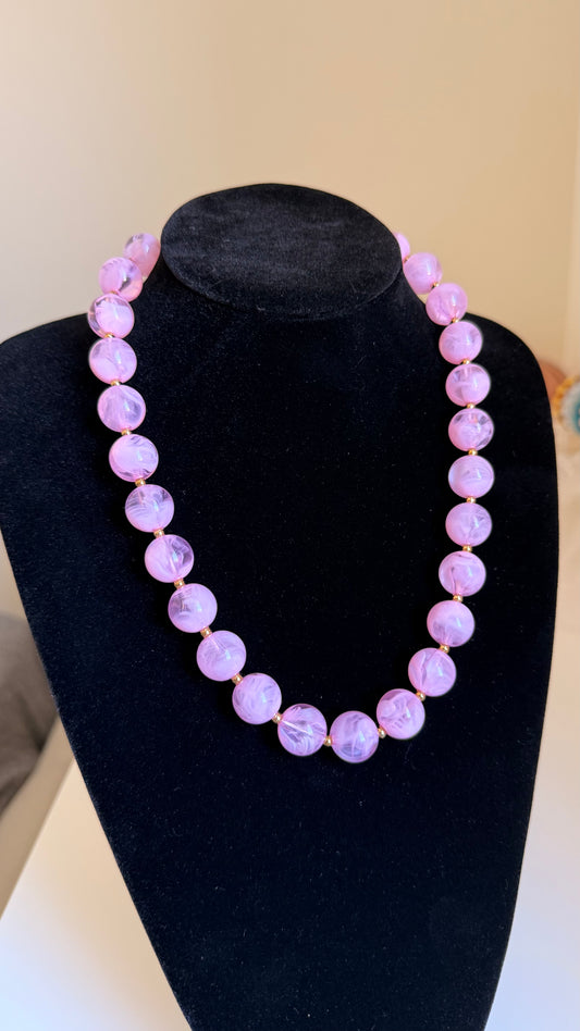 Collier petites perles rondes rose