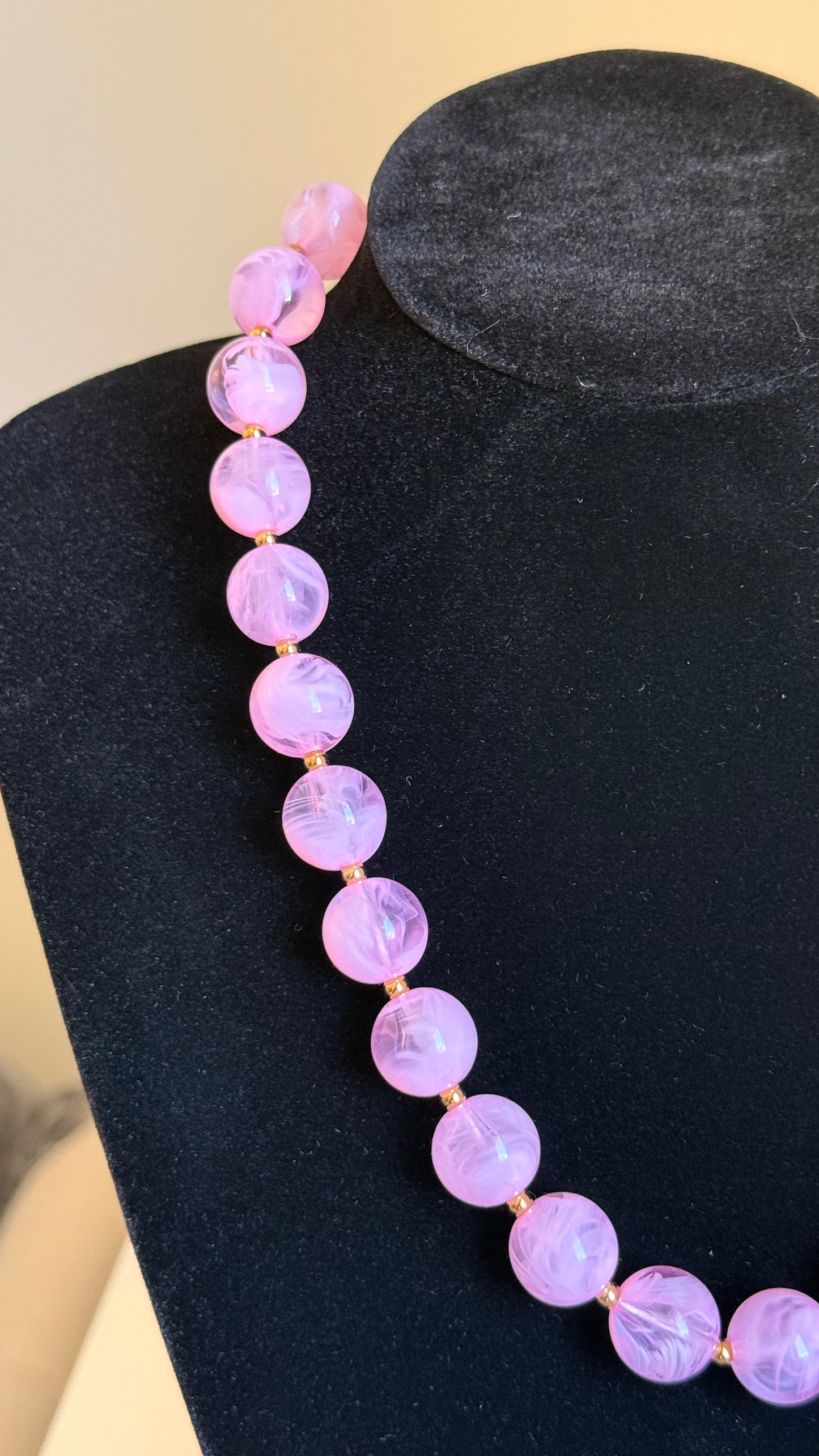Collier petites perles rondes rose