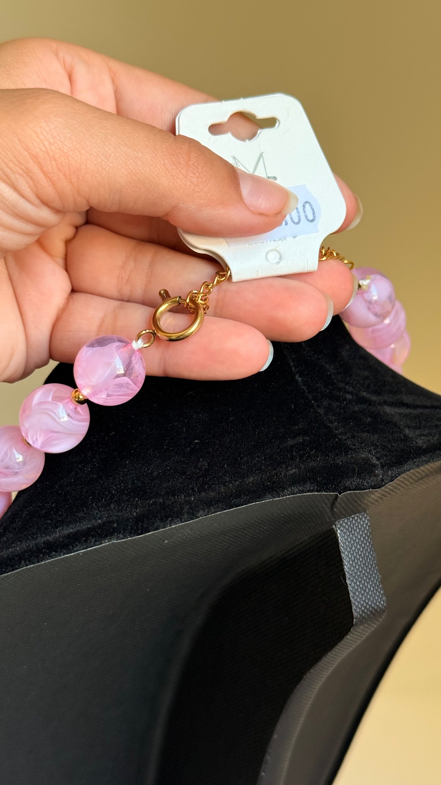 Collier petites perles rondes rose