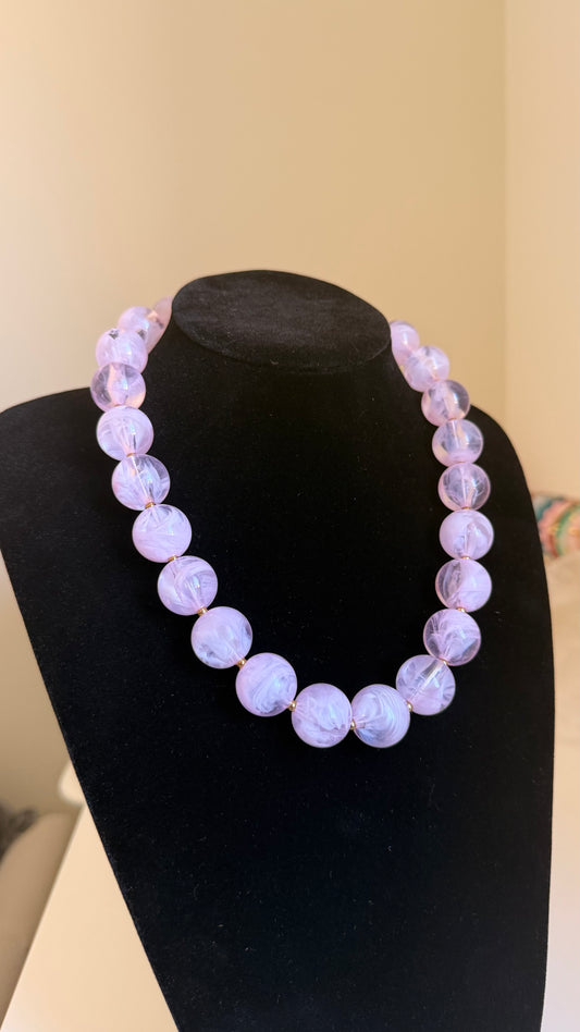Collier grosses perles rondes rose