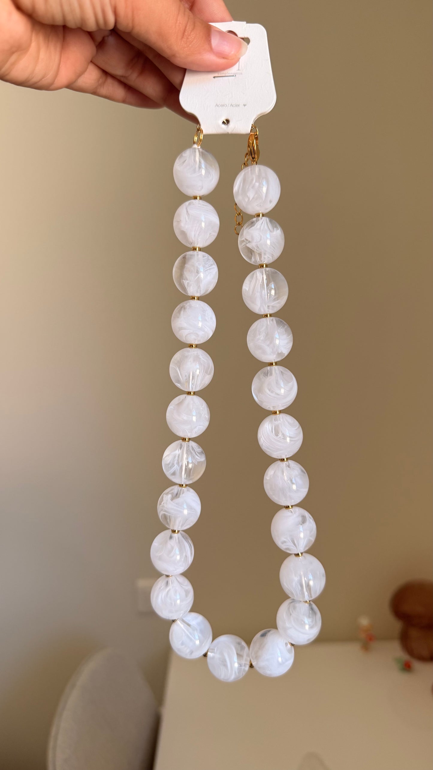 Collier grosses perles rondes blanc