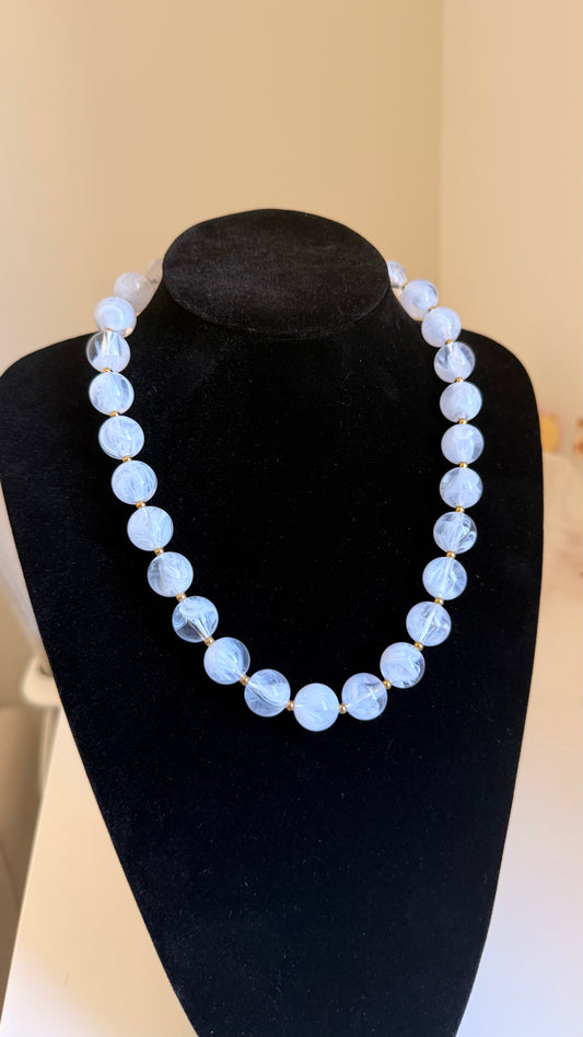 Collier petites perles rondes blanc
