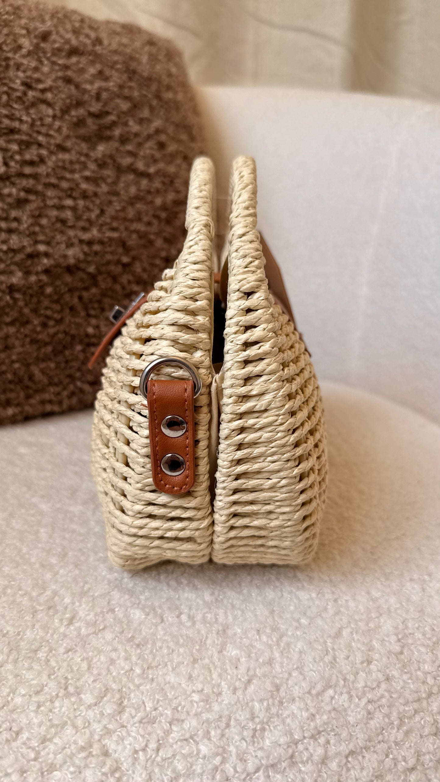 Sac panier tressé écru
