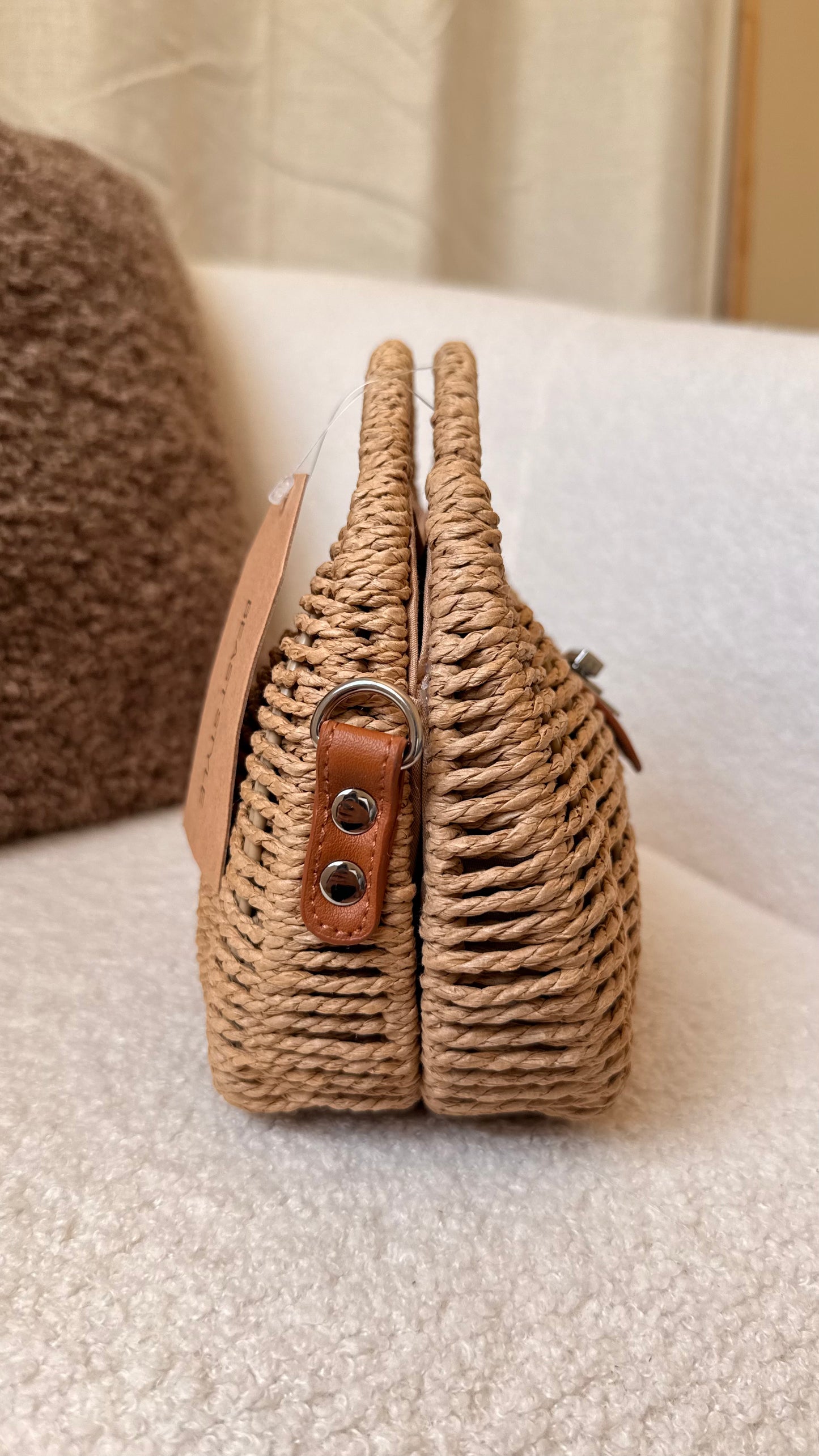 Sac panier tressé maron beige
