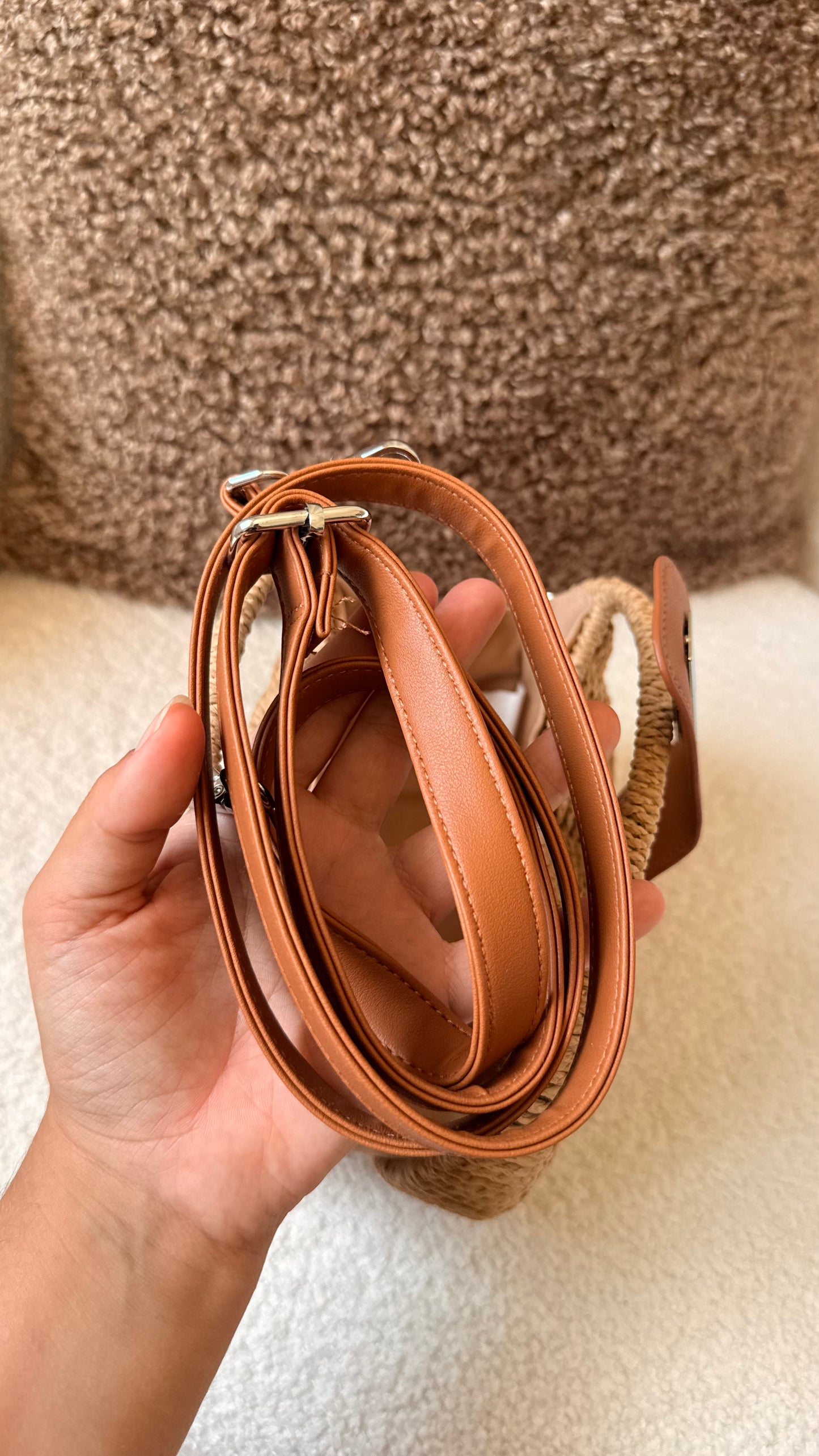 Sac panier tressé maron beige