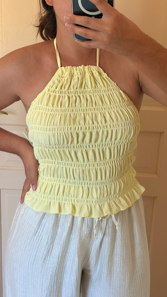 Top smocké jaune